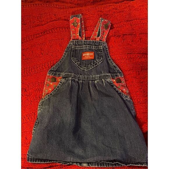 Vintage Oshkosh B Gosh VESTBAK Overall Denim Dress 4T USA - Picture 1 of 7